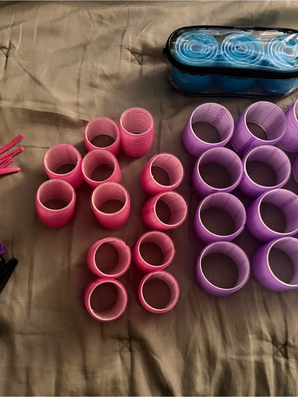 Hair Velcro Rollers Set - Pink & Purple